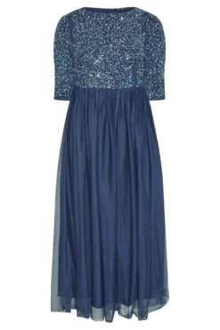 LUXE Curve Navy Blue Sequin Hand Embellished Maxi Dress 10 LUXE Curve Navy Blue Sequin Hand Embellished Maxi Dress -Saga Dresses Shop 84605a57 5a44 48 161156 F