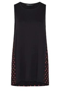 YOURS Curve Black & Red Back Polka Dot Print Vest Top -Saga Dresses Shop 854ee43a 38c0 45 302254 X