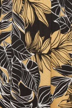 YOURS Curve Black & Yellow Floral Print Frill Sleeve Wrap Maxi Dress -Saga Dresses Shop 8642de54 1cab 4c 301905 Z