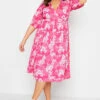 LIMITED COLLECTION Curve Pink Floral Wrap Midaxi Dress