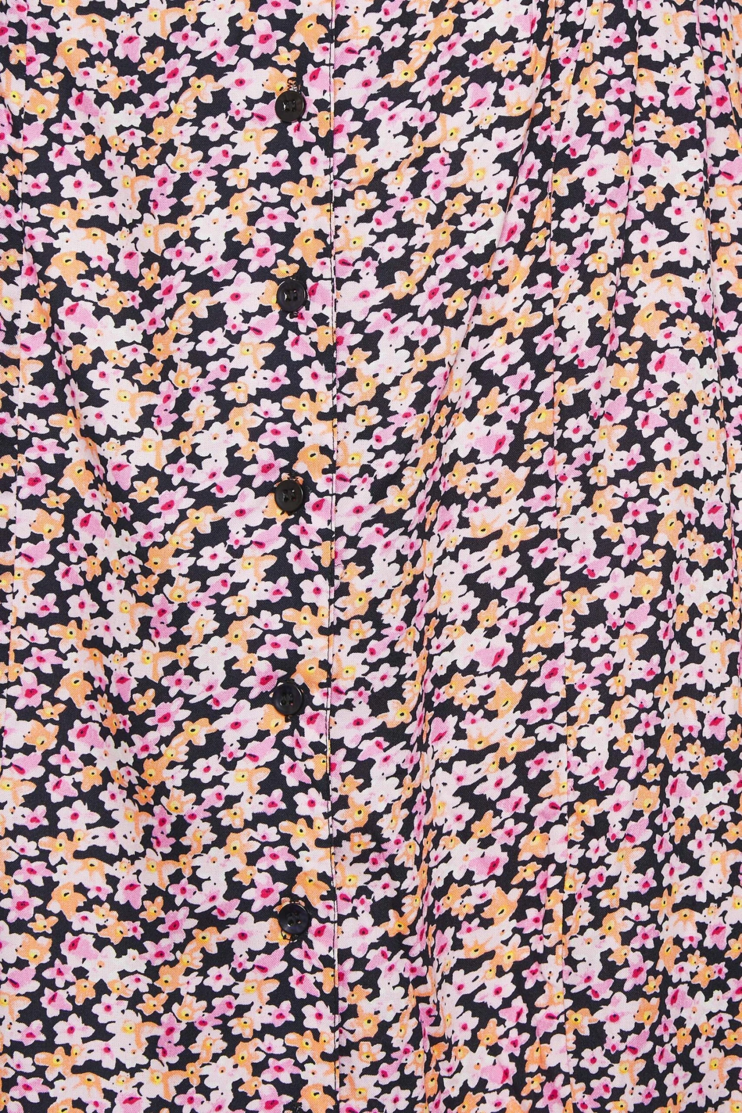 YOURS Curve Black & Pink Ditsy Print Tea Dress 2 YOURS Curve Black & Pink Ditsy Print Tea Dress - Image 2