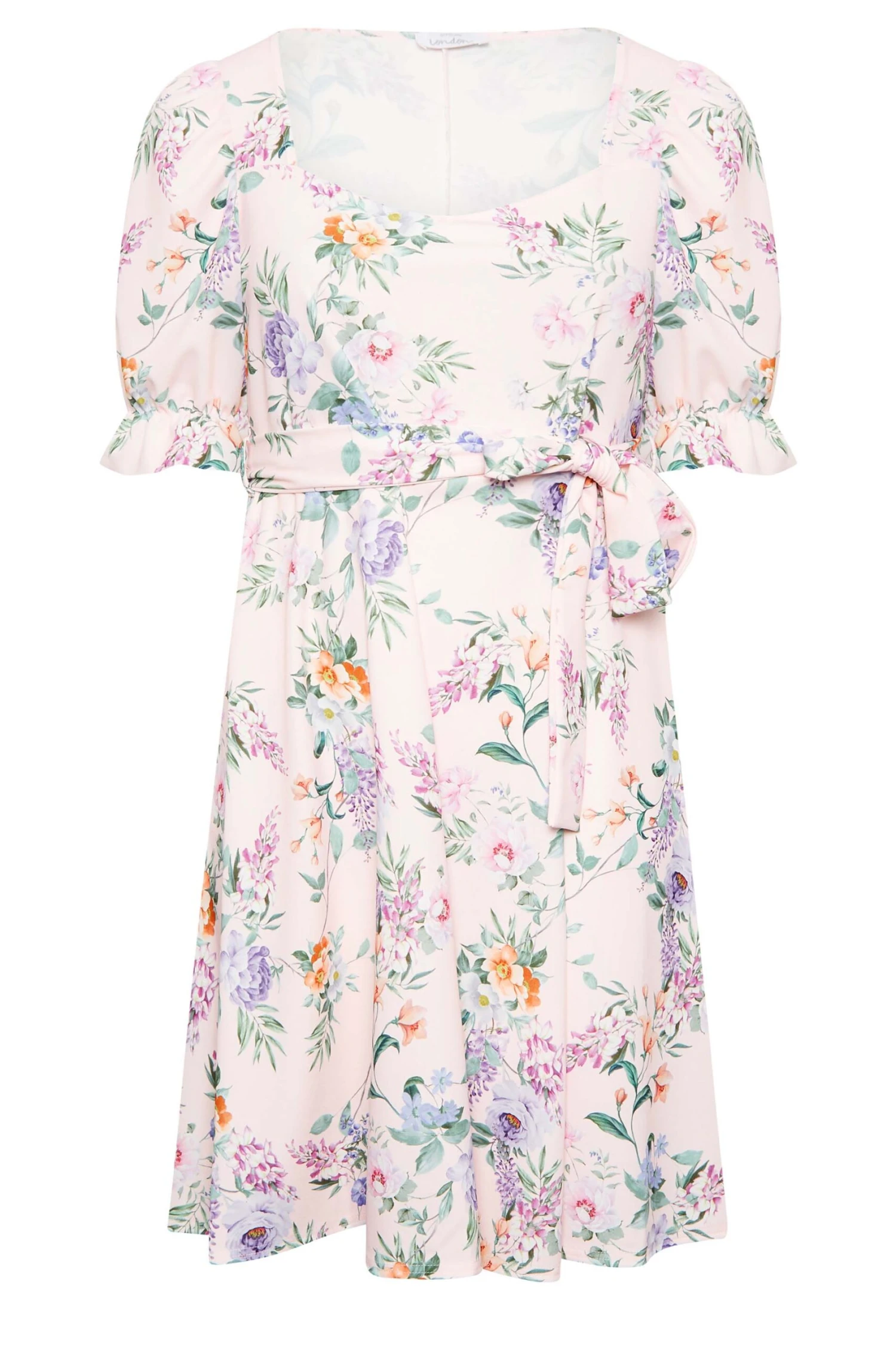 YOURS LONDON Curve Pink Floral Print Puff Sleeve Dress 5 YOURS LONDON Curve Pink Floral Print Puff Sleeve Dress - Image 5
