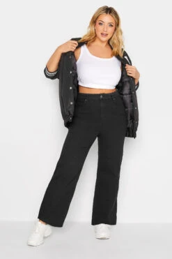YOURS Curve Black Stretch Wide Leg Jeans