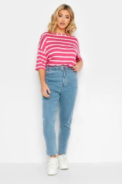 YOURS Curve Light Blue Stretch Elasticated Waist MOM Jeans