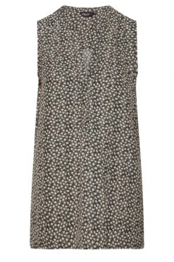 YOURS Curve Black Ditsy Print Pleat Detail Top -Saga Dresses Shop 8764b692 ab2d 43 173963 X