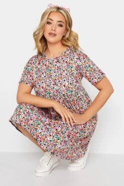 YOURS PETITE Curve Pink Ditsy Floral Print Smock Dress 8 YOURS PETITE Curve Pink Ditsy Floral Print Smock Dress -Saga Dresses Shop 879d71a7 5724 41 174424 D