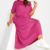 LIMITED COLLECTION Curve Hot Pink Pocket Maxi Dress