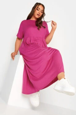LIMITED COLLECTION Curve Hot Pink Pocket Maxi Dress