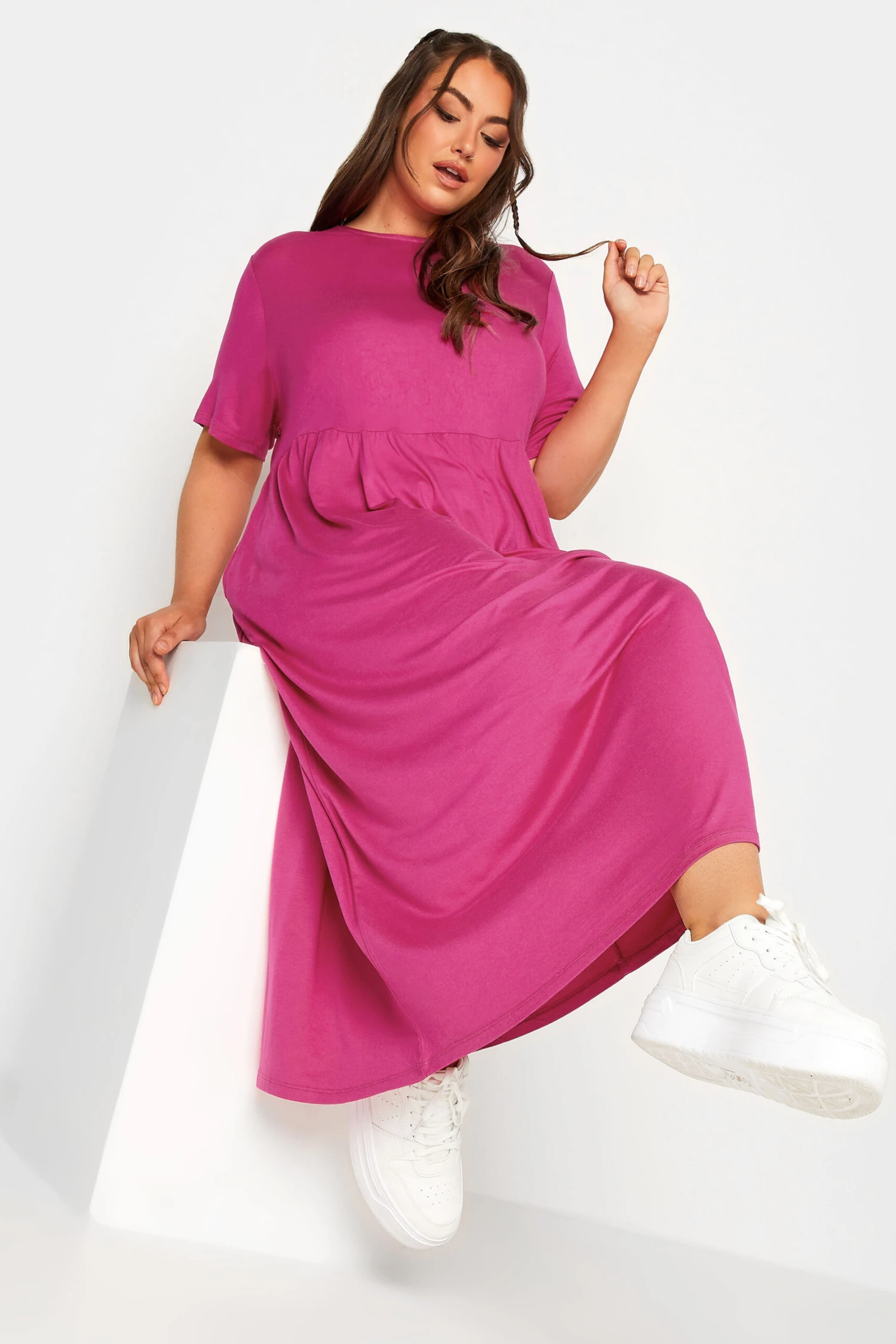 LIMITED COLLECTION Curve Hot Pink Pocket Maxi Dress 1 LIMITED COLLECTION Curve Hot Pink Pocket Maxi Dress
