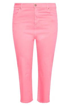YOURS Curve Pink Stretch Wide Leg Cropped Jeans -Saga Dresses Shop 87ff085c 93ee 45 142916 F