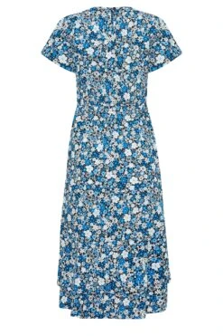 YOURS PETITE Curve Blue Floral Tie Waist Midaxi Dress