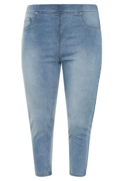 YOURS FOR GOOD Curve Light Blue Stretch Cropped JENNY Jeggings -Saga Dresses Shop 88b61cb0 ca90 41 144371 F