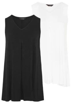 YOURS 2 PACK Curve Black & White Swing Vest Tops -Saga Dresses Shop 89c7994a 442c 4b 320793 X1