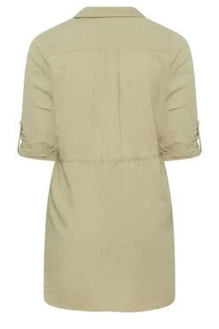 YOURS Curve Beige Brown Utility Tunic Linen Look Shirt -Saga Dresses Shop 8a46f2e6 4cda 4a 131753 Y