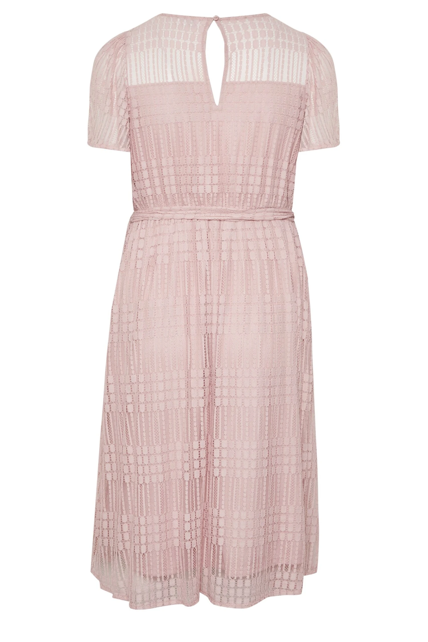 YOURS LONDON Curve Light Pink Lace Skater Dress 6 YOURS LONDON Curve Light Pink Lace Skater Dress - Image 6