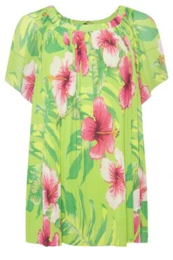 YOURS Curve Green Floral Double Layer Mesh Top -Saga Dresses Shop 8c22ceab fb0e 4d 300963 X