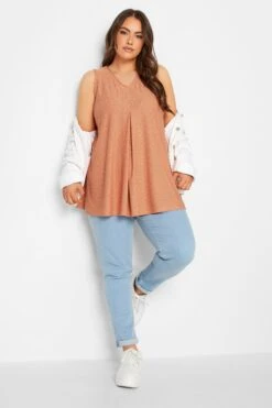YOURS Curve Orange Pointelle Vest Top