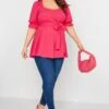 YOURS LONDON Curve Hot Pink Sweetheart Peplum Top