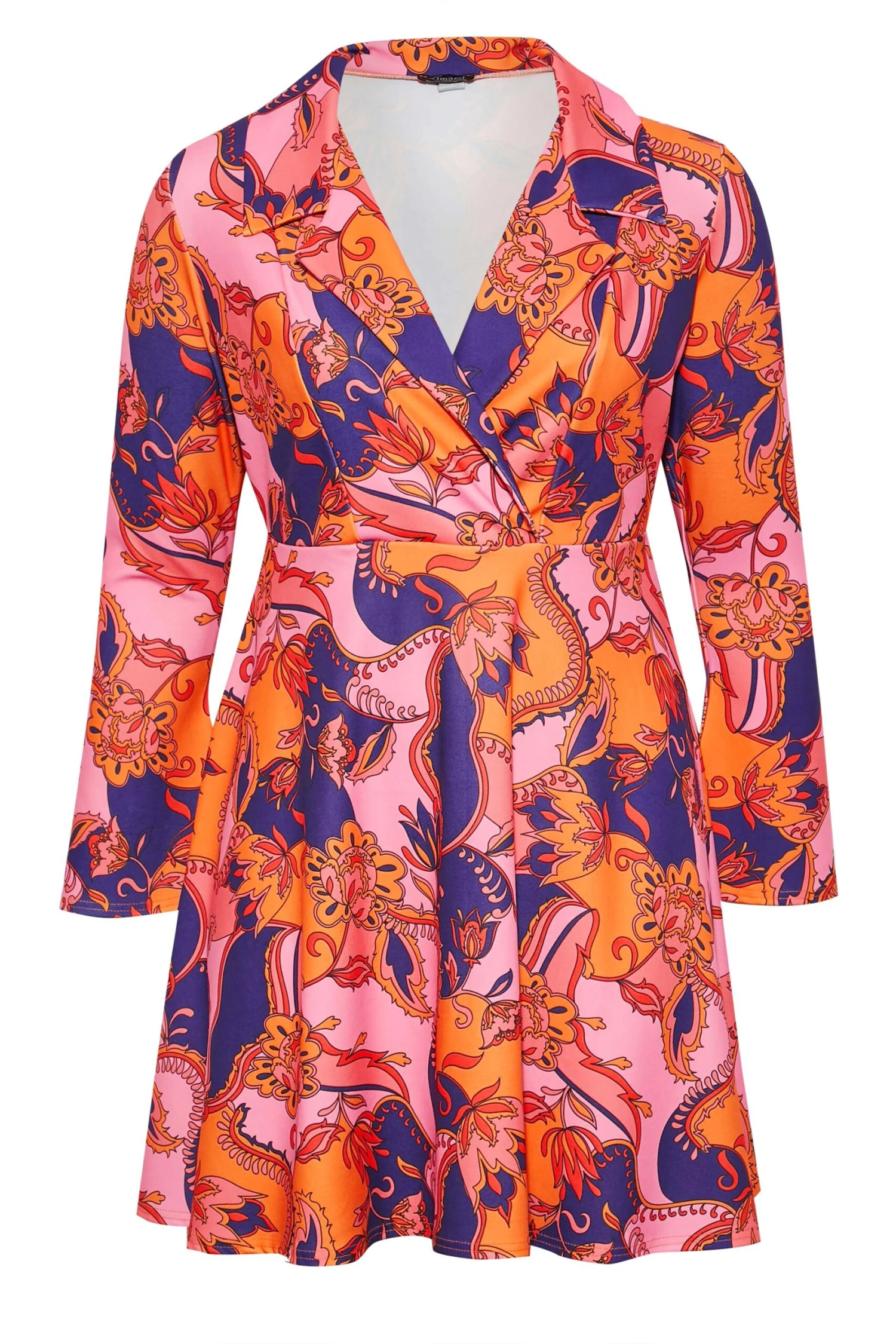 LIMITED COLLECTION Curve Pink & Orange Paisley Print Blazer Dress 5 LIMITED COLLECTION Curve Pink & Orange Paisley Print Blazer Dress - Image 5