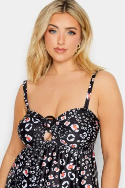 YOURS Curve Black Animal Print Buckle Tankini Top -Saga Dresses Shop 8ca53a06 b4e8 4b 150283 E