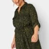 YOURS Curve Khaki Green Animal Print Utility Tunic Shirt