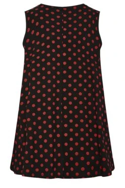 YOURS Curve Black Polka Dot Print Pleat Front Vest Top -Saga Dresses Shop 8e2b89ea a149 4f 302252 Y