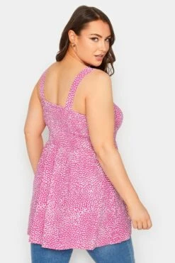 YOURS Curve Pink Animal Print Crinkle Vest Top -Saga Dresses Shop 8e40d8a7 f6e1 46 131930 C