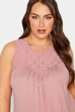 LIMITED COLLECTION Curve Pink Broderie Anglaise Insert Vest Top -Saga Dresses Shop 8e6aa628 4f76 4f 215696 D