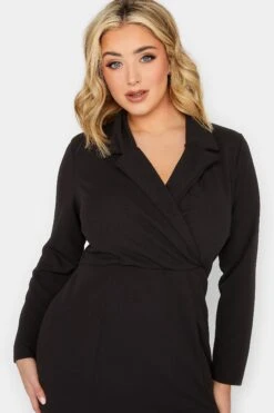 YOURS PETITE Curve Black Scuba Blazer Dress 8 YOURS PETITE Curve Black Scuba Blazer Dress -Saga Dresses Shop 8ed4dc09 3f39 44 174447 D
