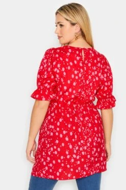 YOURS Curve Red Polka Dot Print Blouse