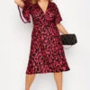 YOURS LONDON Curve Red Animal Print Wrap Dress