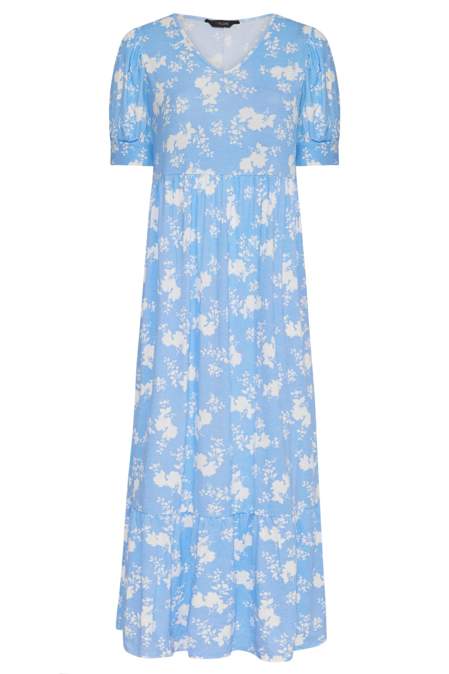 YOURS Curve Blue Floral V-Neck Maxi Dress 5 YOURS Curve Blue Floral V-Neck Maxi Dress - Image 5