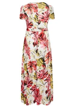 YOURS Curve White Leaf Print Front Tie Maxi Dress -Saga Dresses Shop 8fd8de36 c093 47 302063 Y