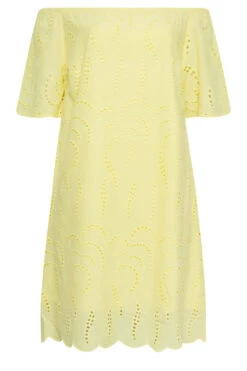 YOURS Curve Yellow Broderie Anglaise Bardot Dress 10 YOURS Curve Yellow Broderie Anglaise Bardot Dress -Saga Dresses Shop 90149df4 d402 47 137514 X