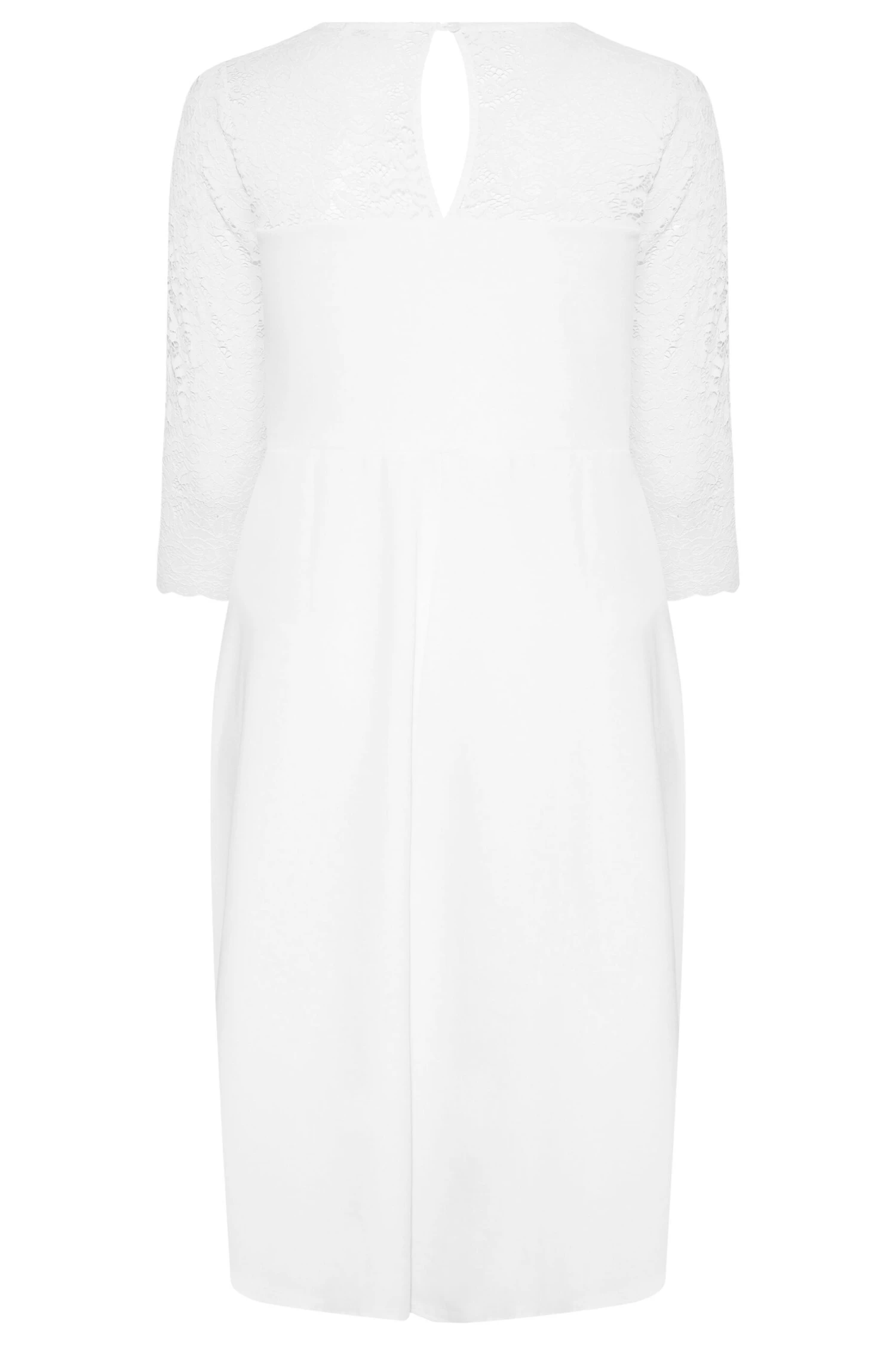 YOURS LONDON Curve White Lace Bridal Midi Dress 6 YOURS LONDON Curve White Lace Bridal Midi Dress - Image 6