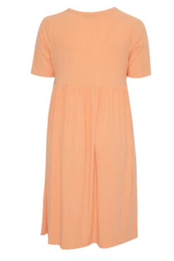 LIMITED COLLECTION Curve Light Orange Ribbed Peplum Midi Dress 11 LIMITED COLLECTION Curve Light Orange Ribbed Peplum Midi Dress -Saga Dresses Shop 921e8883 7750 4b 214631 Y