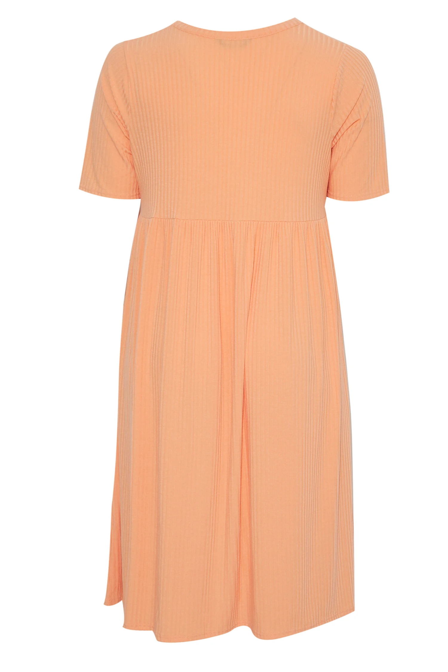 LIMITED COLLECTION Curve Light Orange Ribbed Peplum Midi Dress 6 LIMITED COLLECTION Curve Light Orange Ribbed Peplum Midi Dress - Image 6