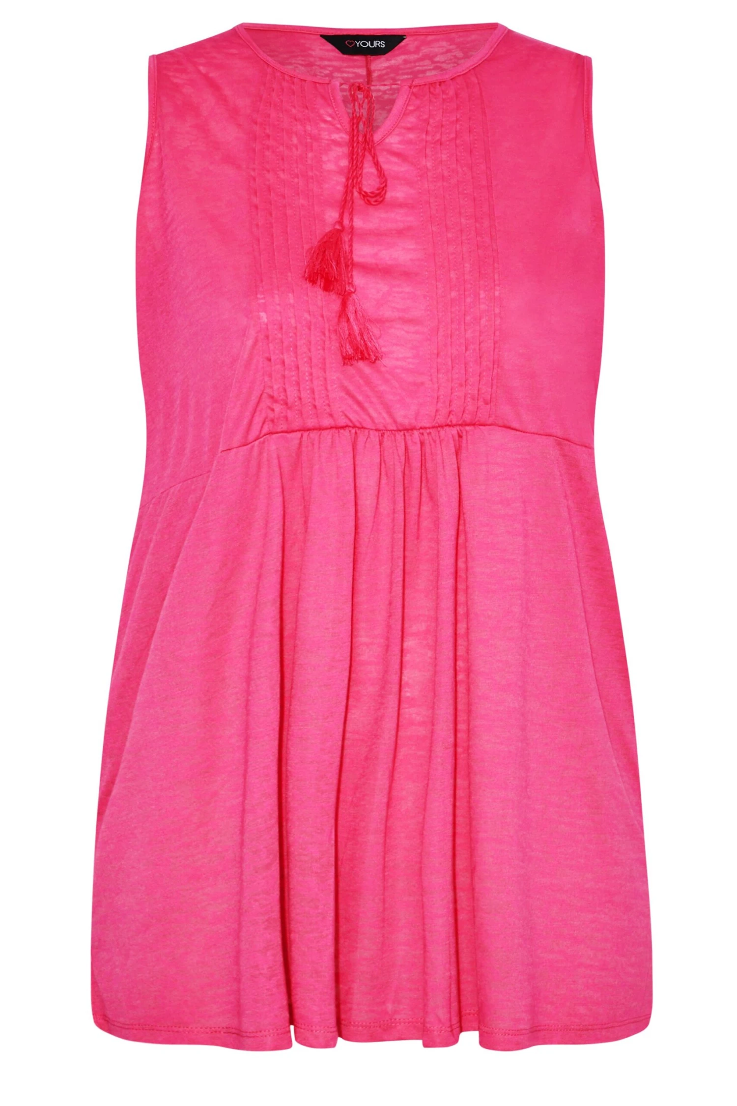 YOURS Curve Pink Burnout Tie Neck Vest Top 4 YOURS Curve Pink Burnout Tie Neck Vest Top - Image 4