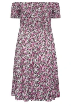 YOURS Curve Pink Floral Ditsy Shirred Midi Dress -Saga Dresses Shop 925cd906 9b3d 47 137332 Y