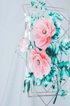 YOURS Curve Light Blue Floral Foil Print T-Shirt -Saga Dresses Shop 926ade3e 695f 4f 302181 Z