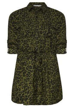 YOURS Curve Khaki Green Animal Print Utility Tunic Shirt -Saga Dresses Shop 928dcdf1 f8d9 46 131936 X