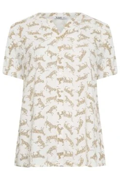 YOURS Curve White Leopard Print Short Sleeve Shirt -Saga Dresses Shop 93023a71 b600 41 131949 X