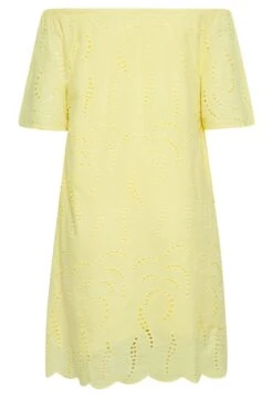 YOURS Curve Yellow Broderie Anglaise Bardot Dress 11 YOURS Curve Yellow Broderie Anglaise Bardot Dress -Saga Dresses Shop 9312d2ad a963 4c 137514 Y