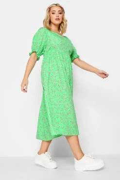 LIMITED COLLECTION Curve Green Floral Print Sweetheart Dress