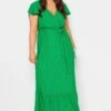 YOURS Curve Green Broderie Anglaise Wrap Maxi Dress