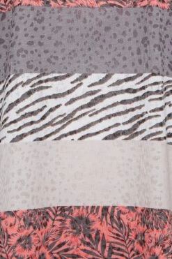 YOURS Curve Orange Stripe Animal Print T-Shirt -Saga Dresses Shop 9446812c 2260 46 302235 Z