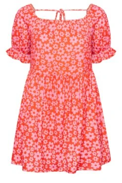 LIMITED COLLECTION Curve Pink Retro Floral Print Top -Saga Dresses Shop 94cbbae4 a65d 4f 215749 X