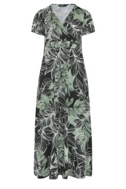 YOURS Curve Black Leaf Print V-Neck Midaxi Dress 10 YOURS Curve Black Leaf Print V-Neck Midaxi Dress -Saga Dresses Shop 964fa913 51a4 4c 302227 X