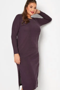 LIMITED COLLECTION Curve Purple Ribbed Dress 8 LIMITED COLLECTION Curve Purple Ribbed Dress -Saga Dresses Shop 968e5365 760c 41 215185 D