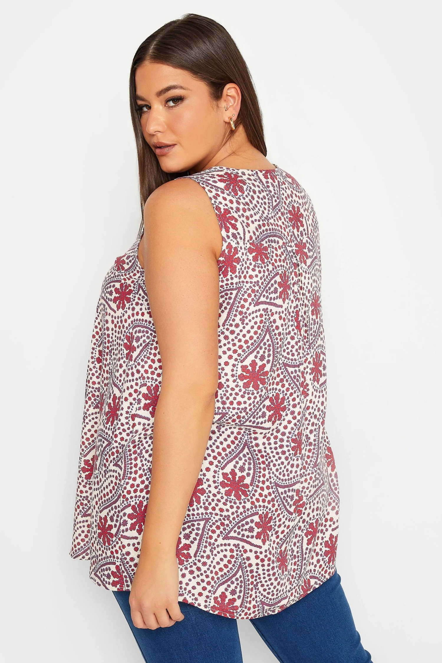YOURS Curve Red Floral Paisley Print Swing Top 2 YOURS Curve Red Floral Paisley Print Swing Top - Image 2